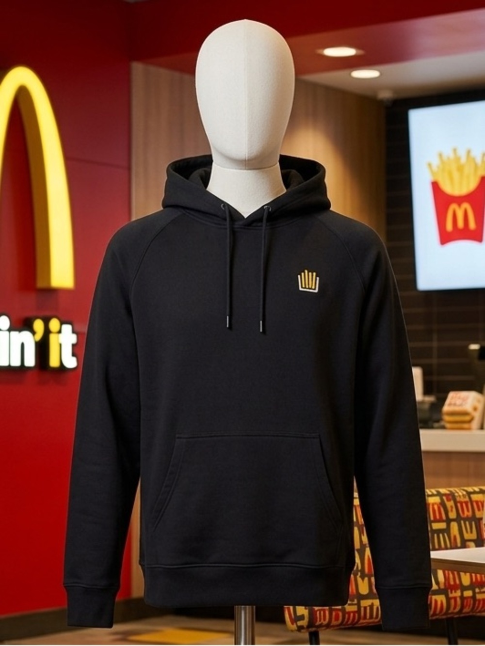Storm Black Hoodie with Yellow Fries Logo